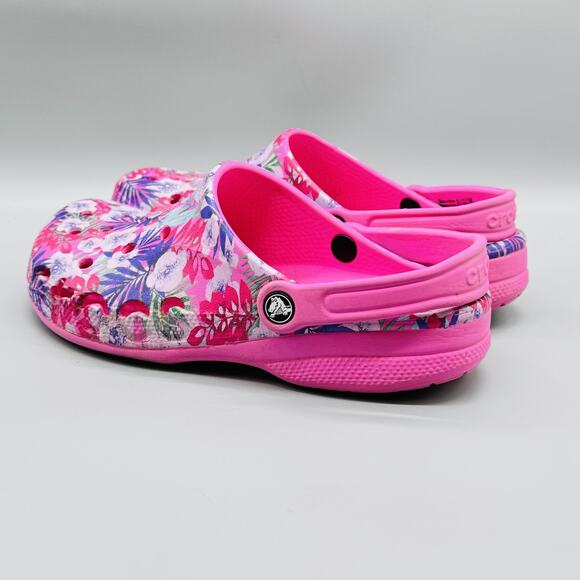 Crocs Shoes Womens 11 Pink Floral Classic Clog Mules Slip On Comfort Sandals - Picture 6 of 12